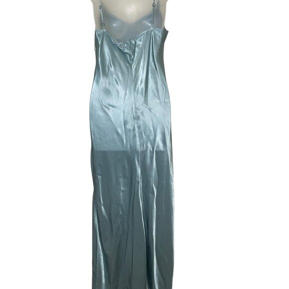 LA Made Winner Silky Chemise Dress Citadel Blue Slip Midi Small - Picture 3 of 7